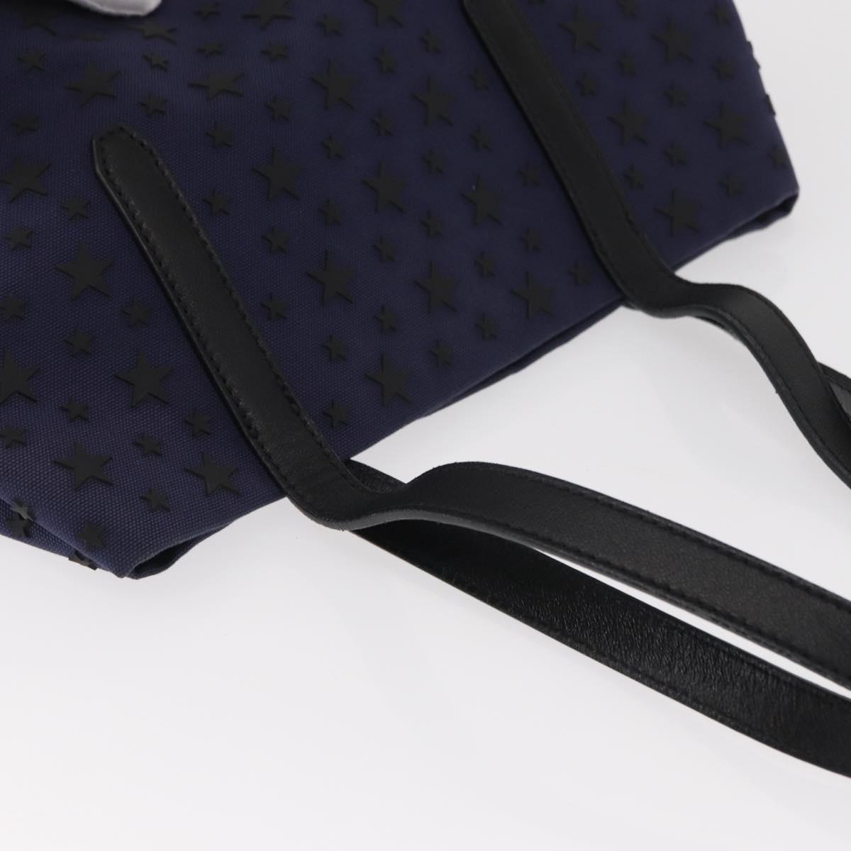 Jimmy Choo Sophia S Tote Bag Canvas Navy Silver Auth BA9319