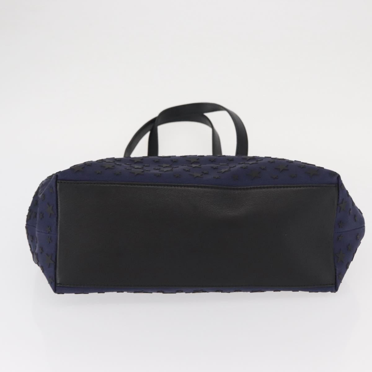 Jimmy Choo Sophia S Tote Bag Canvas Navy Silver Auth BA9319