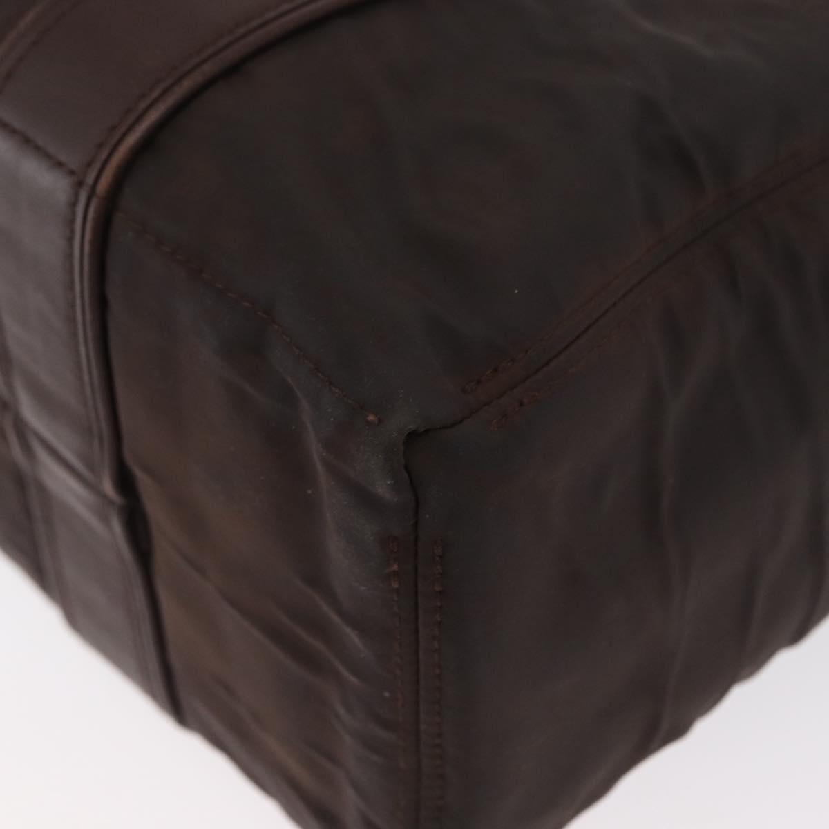 HERMES Acape Luco PM Hand Bag Nylon Dark Brown Auth BA9324