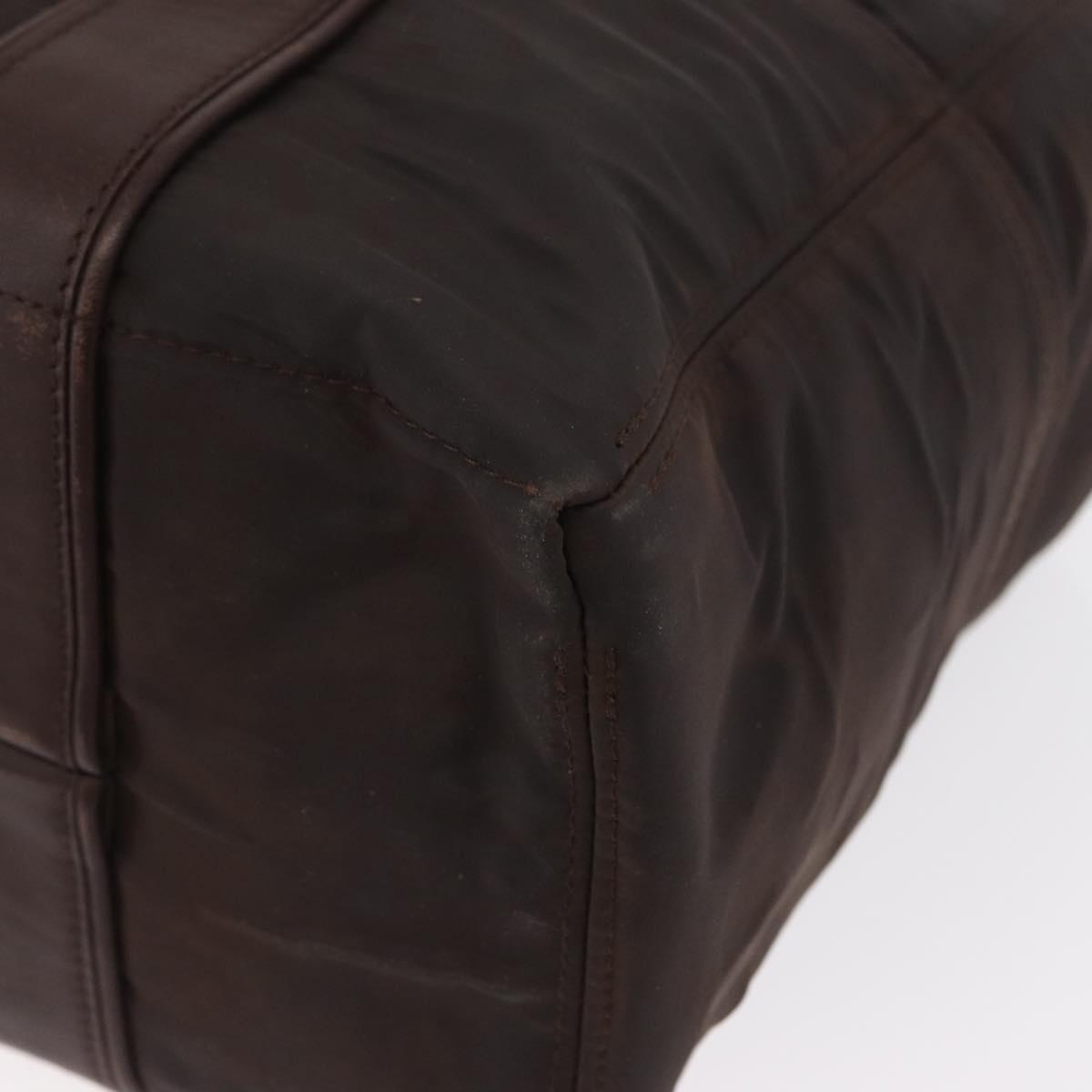 HERMES Acape Luco PM Hand Bag Nylon Dark Brown Auth BA9324