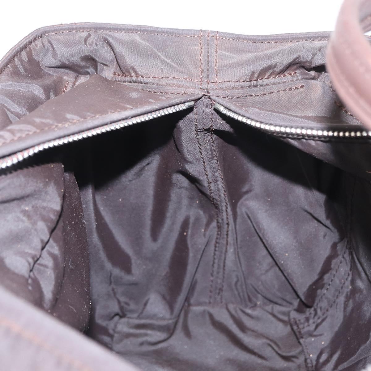 HERMES Acape Luco PM Hand Bag Nylon Dark Brown Auth BA9324