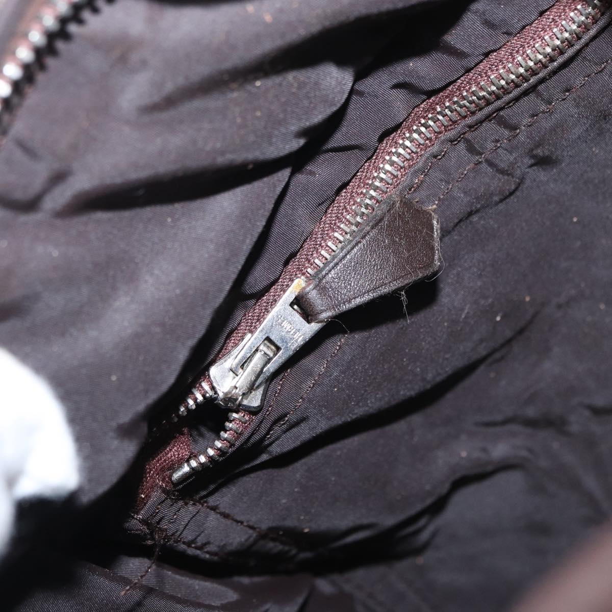 HERMES Acape Luco PM Hand Bag Nylon Dark Brown Auth BA9324