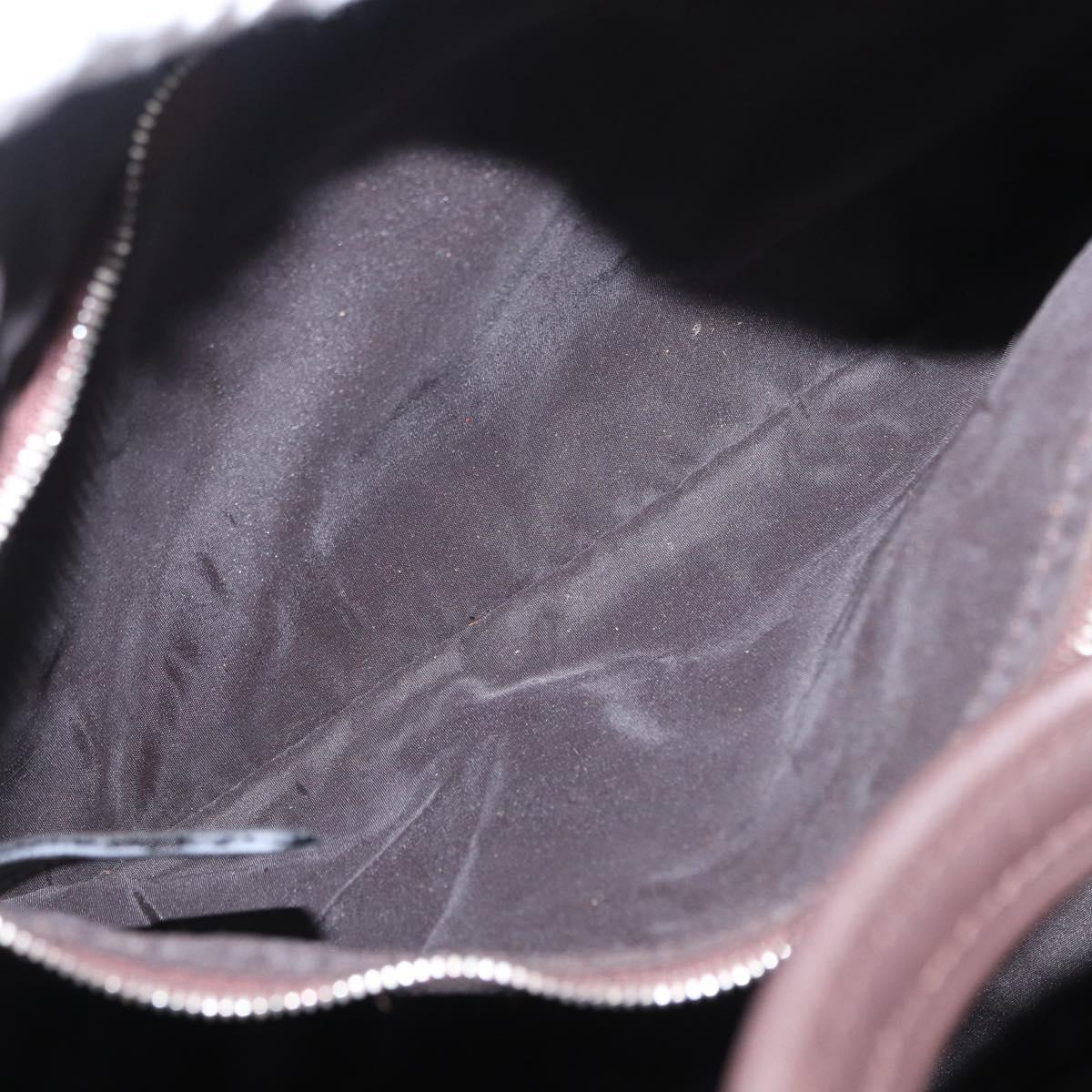 HERMES Acape Luco PM Hand Bag Nylon Dark Brown Auth BA9324