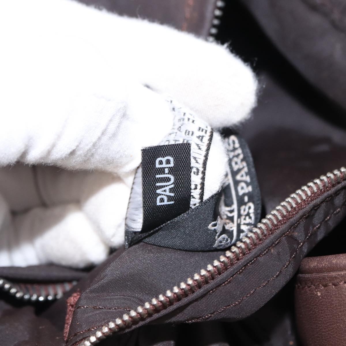 HERMES Acape Luco PM Hand Bag Nylon Dark Brown Auth BA9324