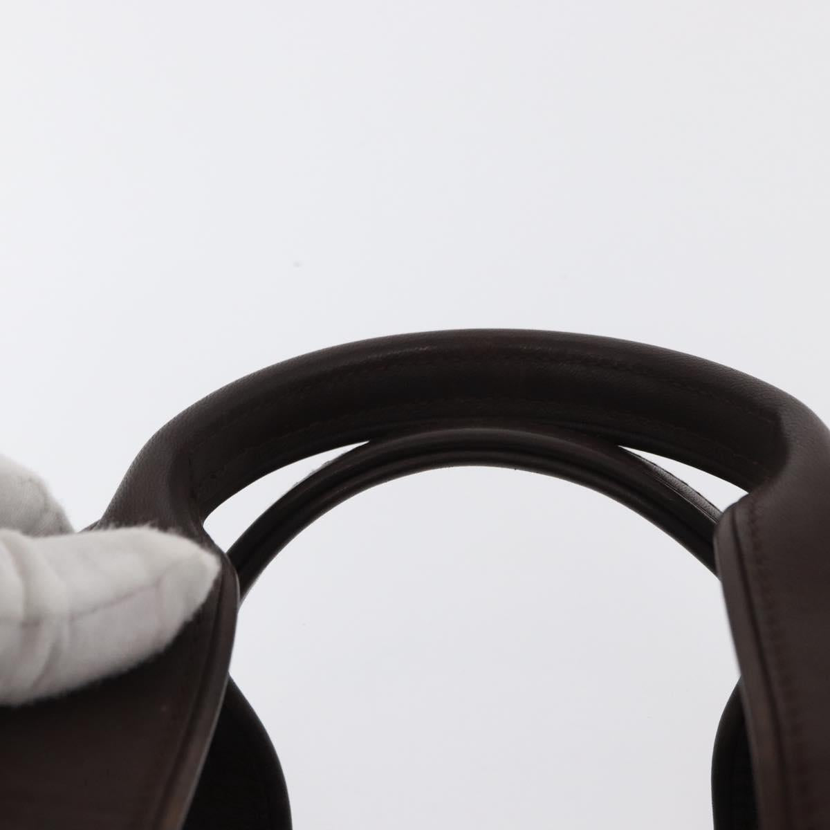 HERMES Acape Luco PM Hand Bag Nylon Dark Brown Auth BA9324