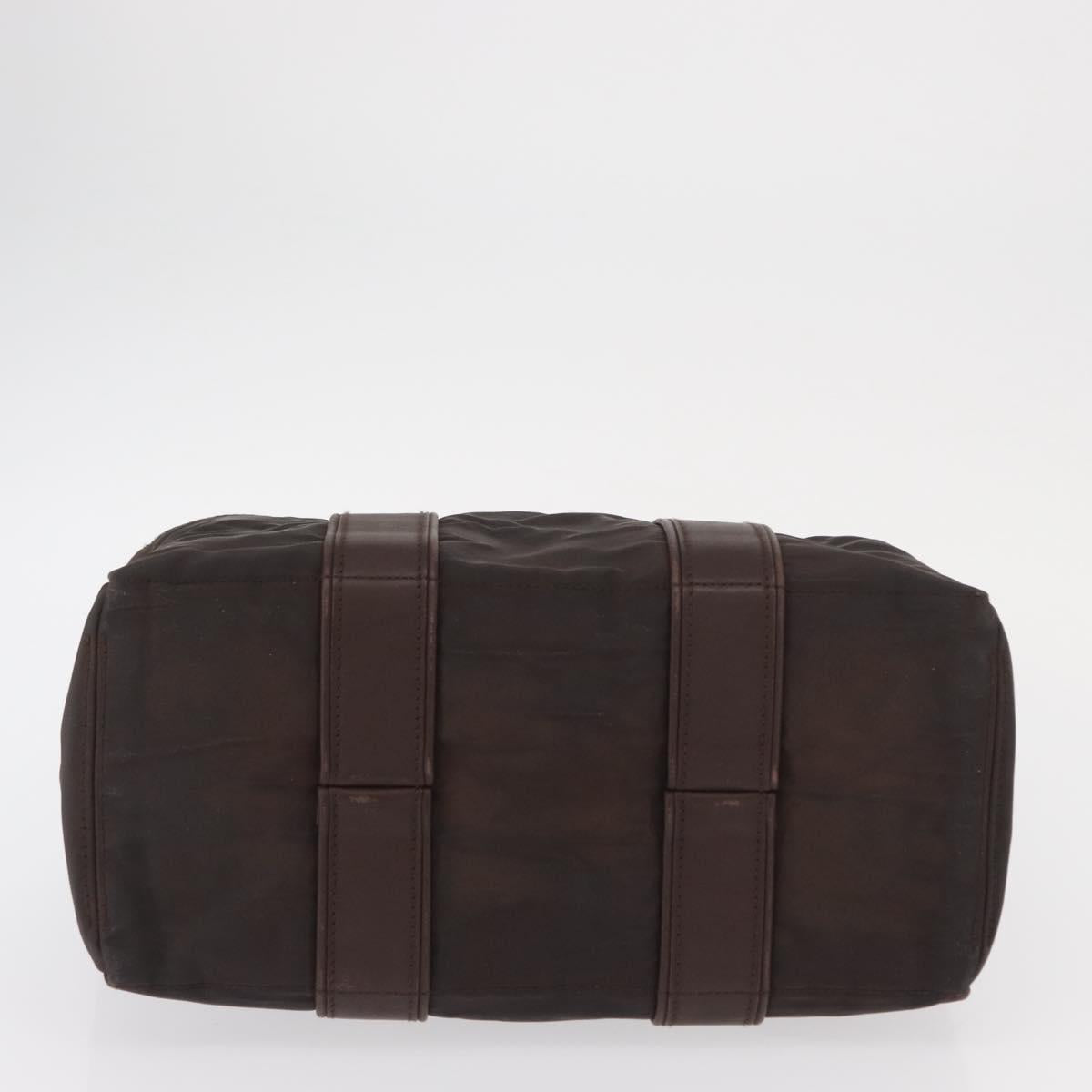 HERMES Acape Luco PM Hand Bag Nylon Dark Brown Auth BA9324