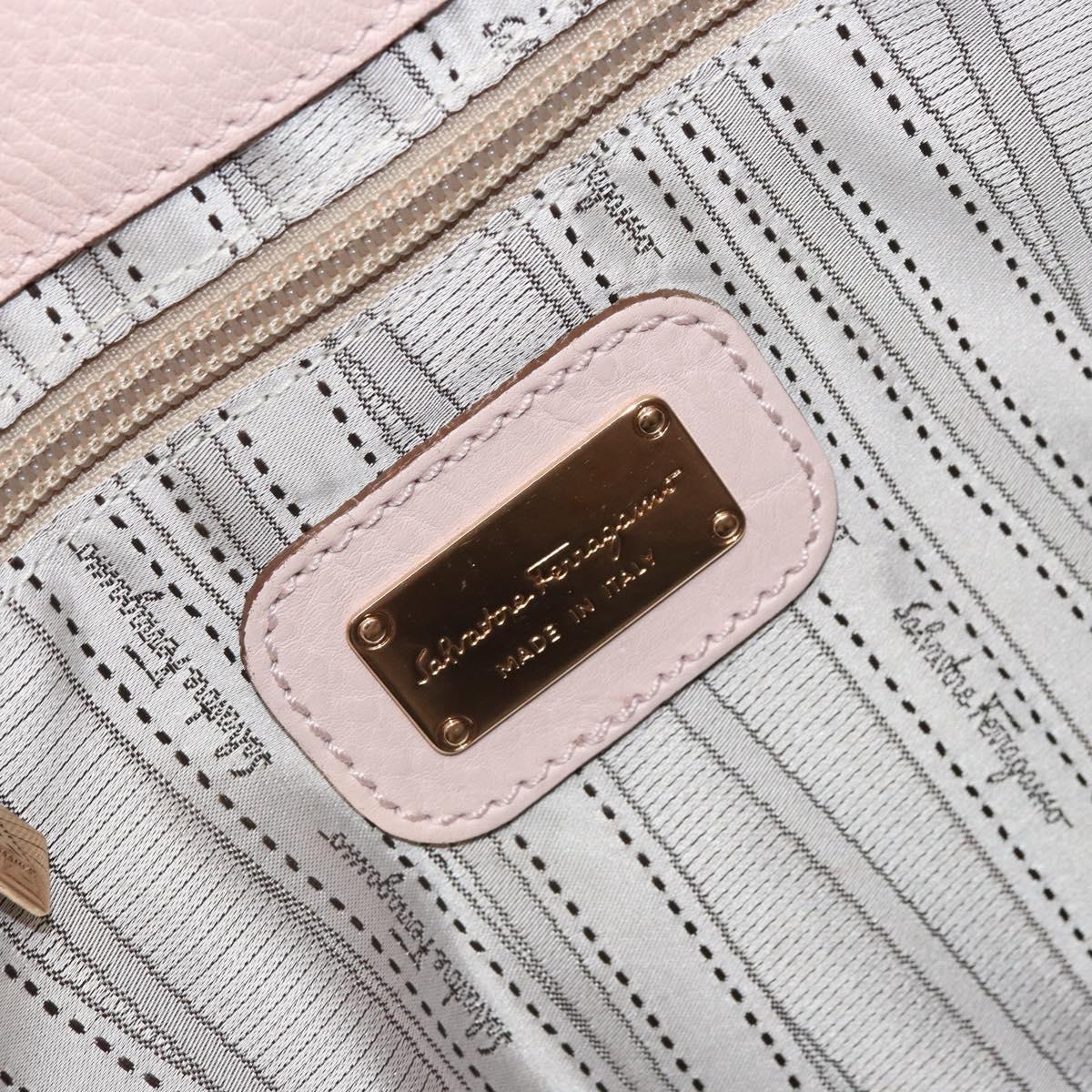 Salvatore Ferragamo Gancini Tote Bag Leather Pink Gold Auth BA9328