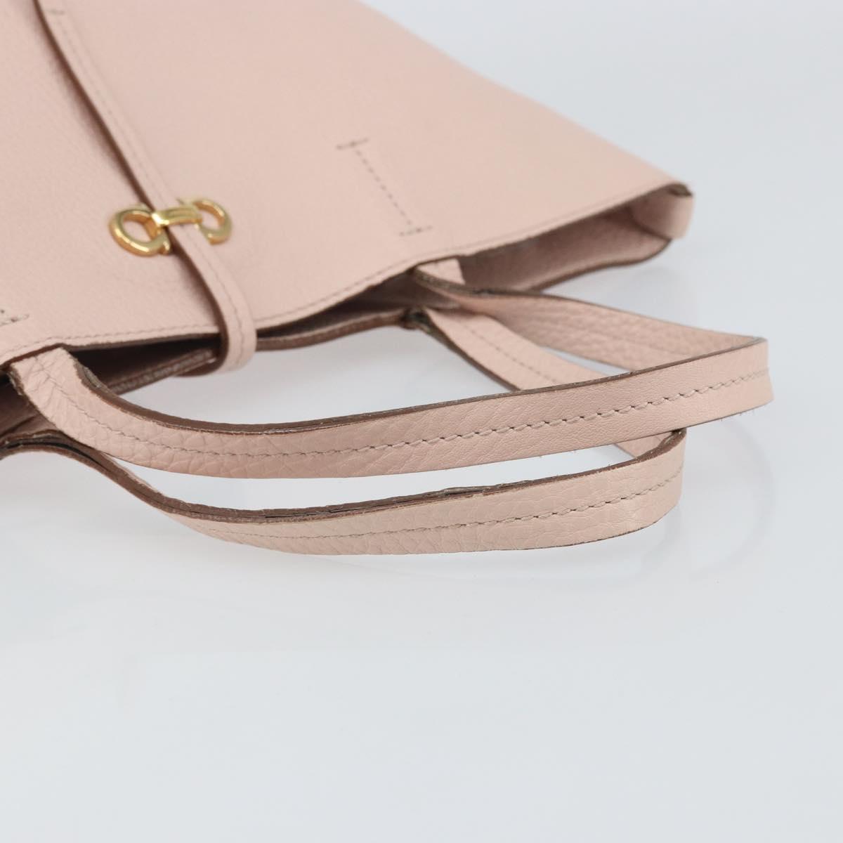 Salvatore Ferragamo Gancini Tote Bag Leather Pink Gold Auth BA9328