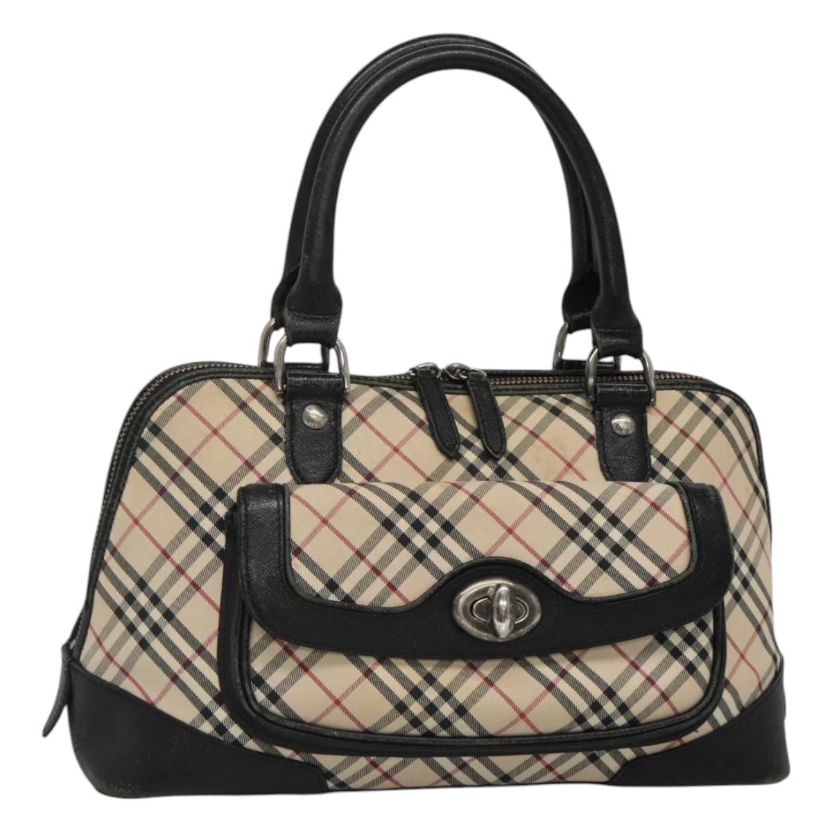 BURBERRY Nova Check Hand Bag Canvas Beige Auth BA933