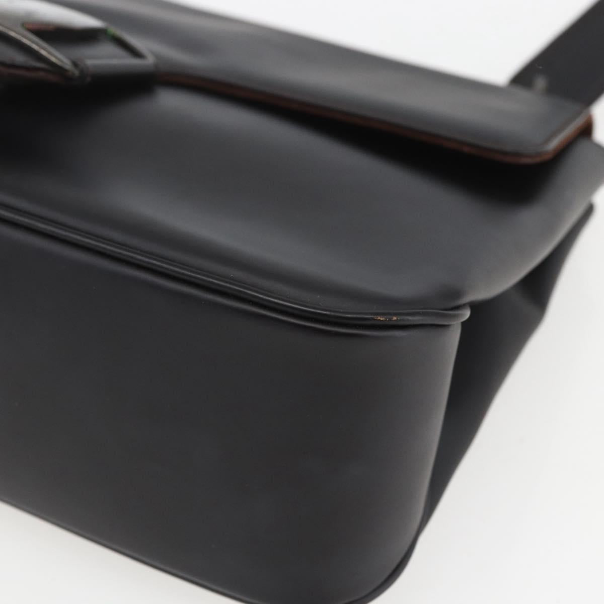 Salvatore Ferragamo Vala Shoulder Bag Leather Black Silver Auth BA9331