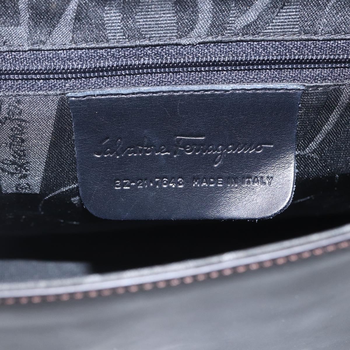 Salvatore Ferragamo Vala Shoulder Bag Leather Black Silver Auth BA9331