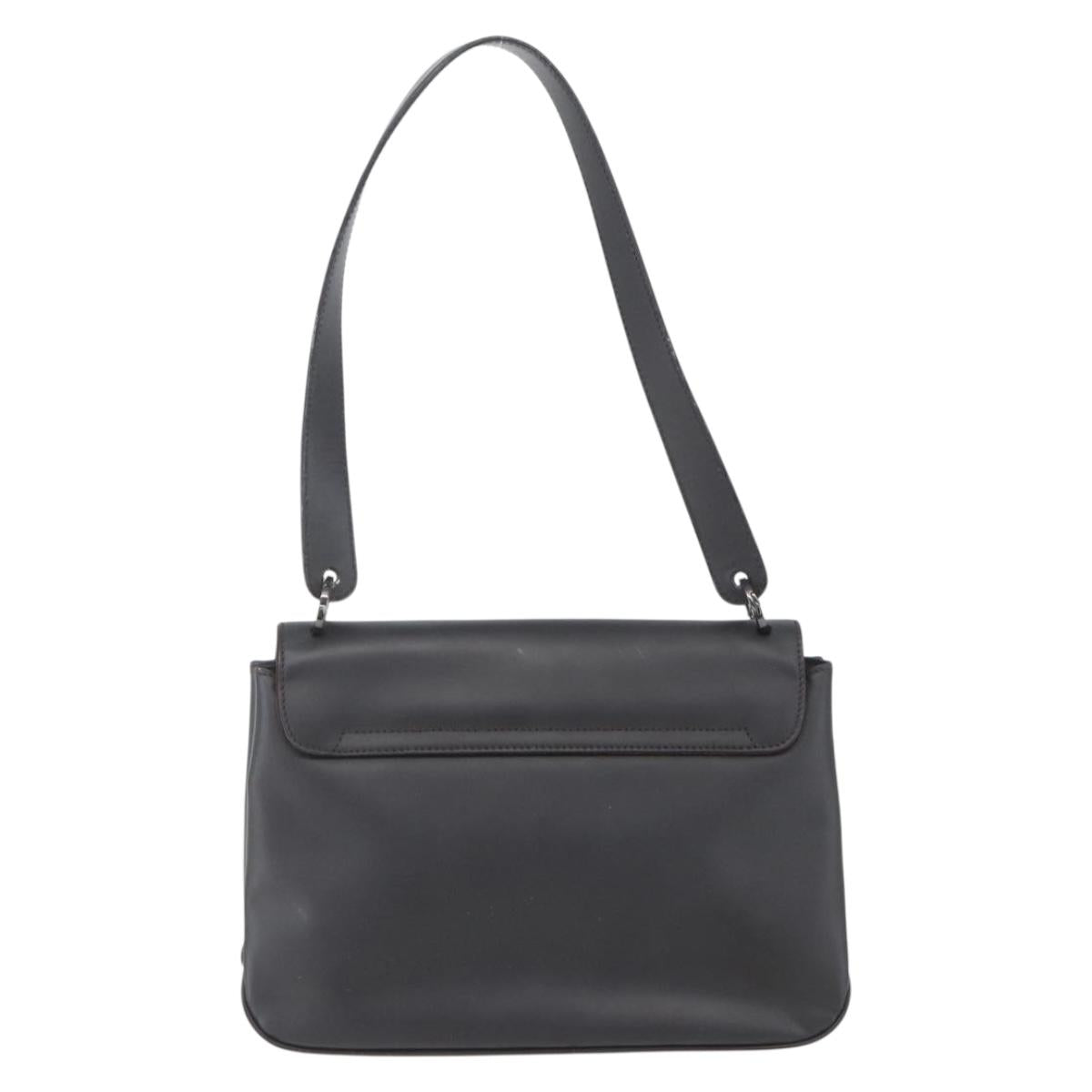 Salvatore Ferragamo Vala Shoulder Bag Leather Black Silver Auth BA9331