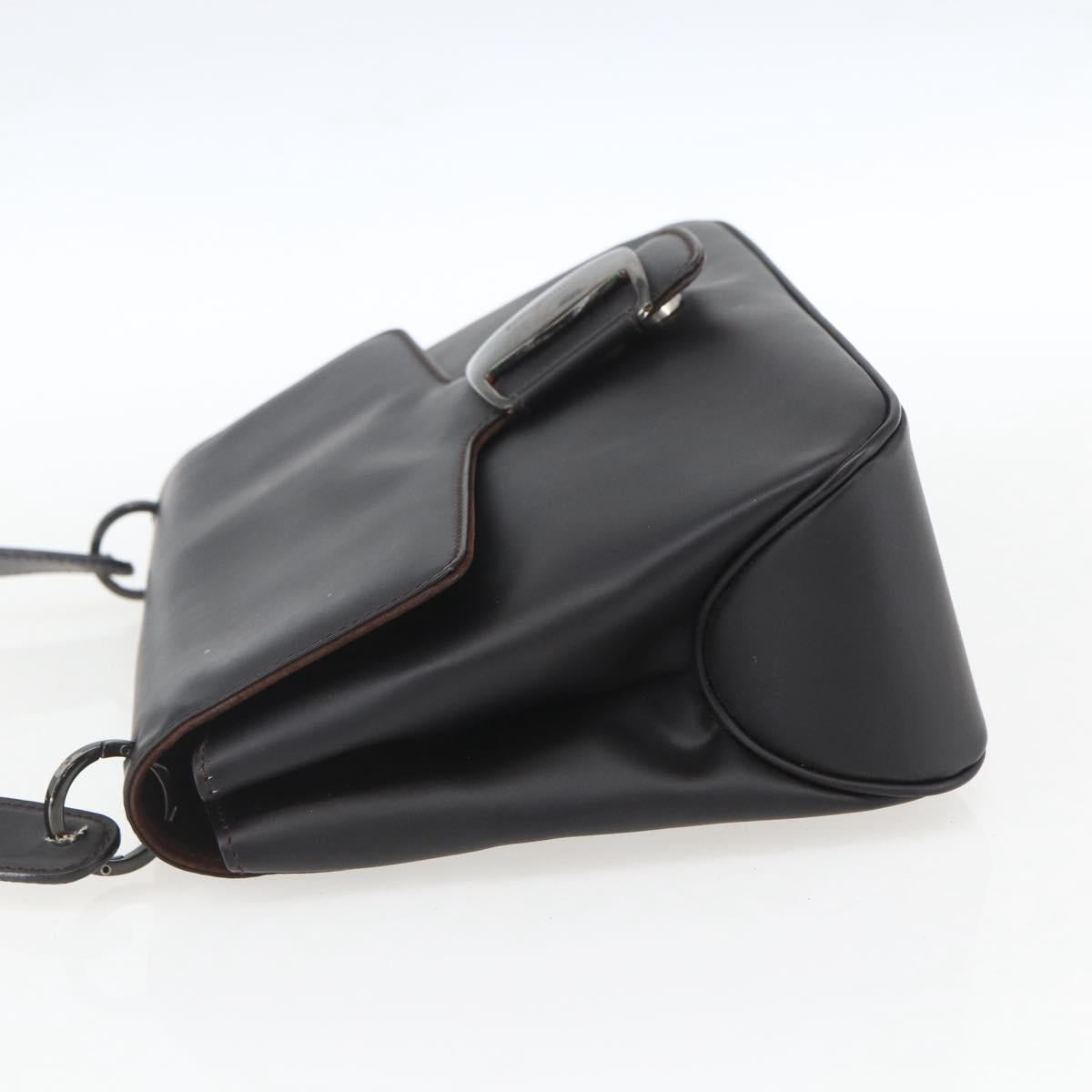 Salvatore Ferragamo Vala Shoulder Bag Leather Black Silver Auth BA9331