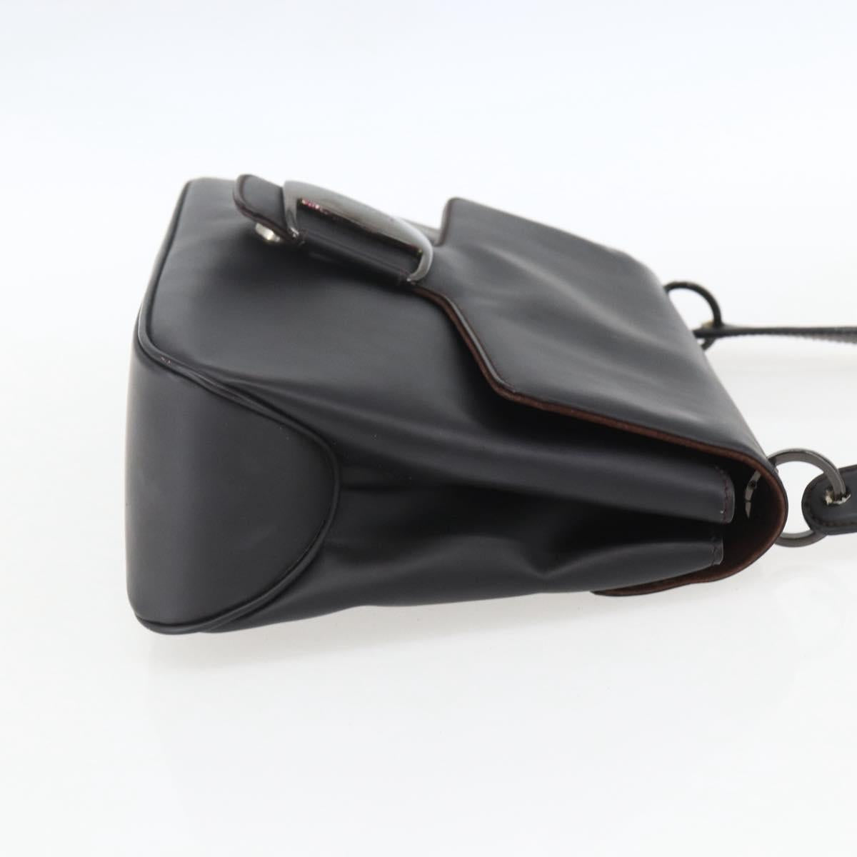 Salvatore Ferragamo Vala Shoulder Bag Leather Black Silver Auth BA9331