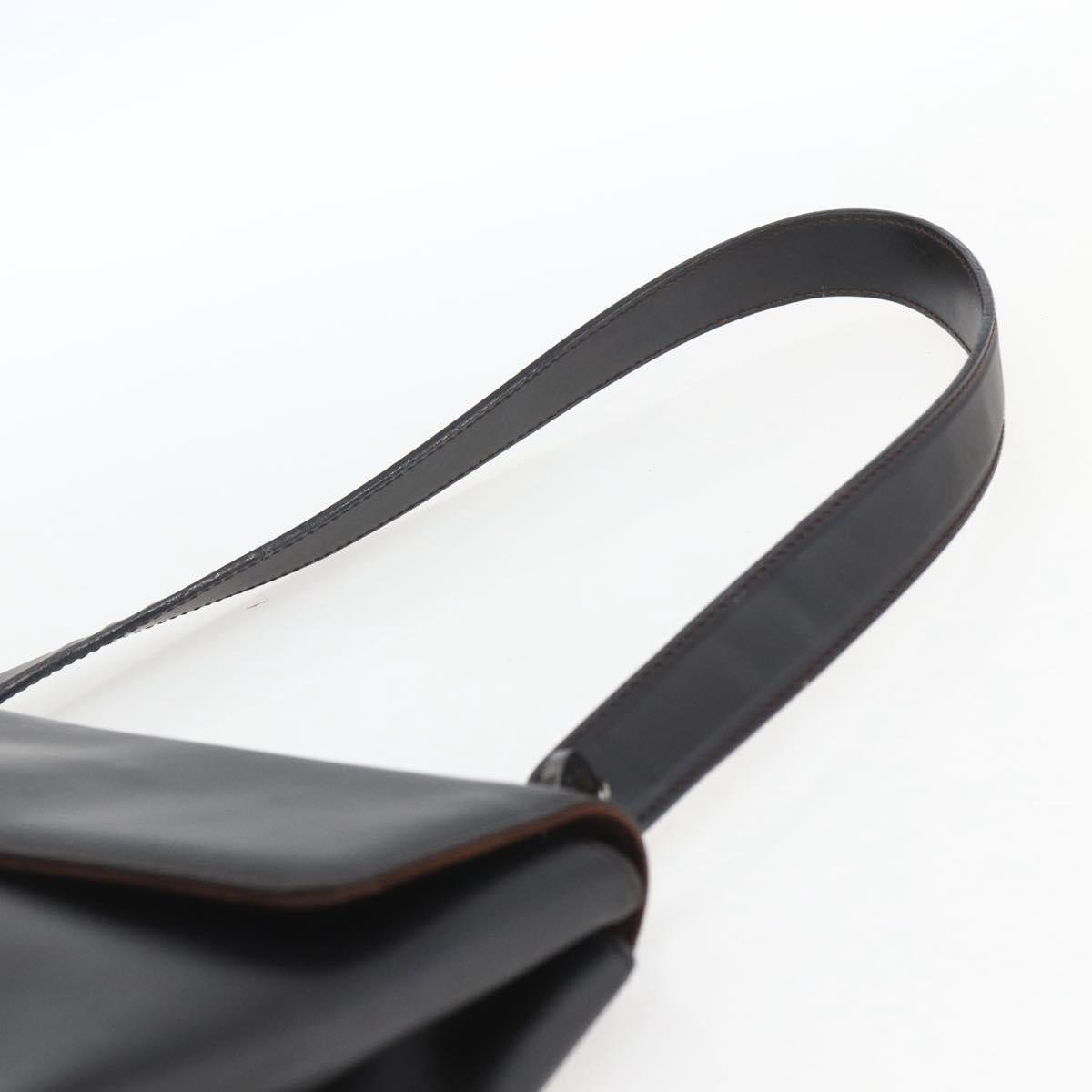 Salvatore Ferragamo Vala Shoulder Bag Leather Black Silver Auth BA9331