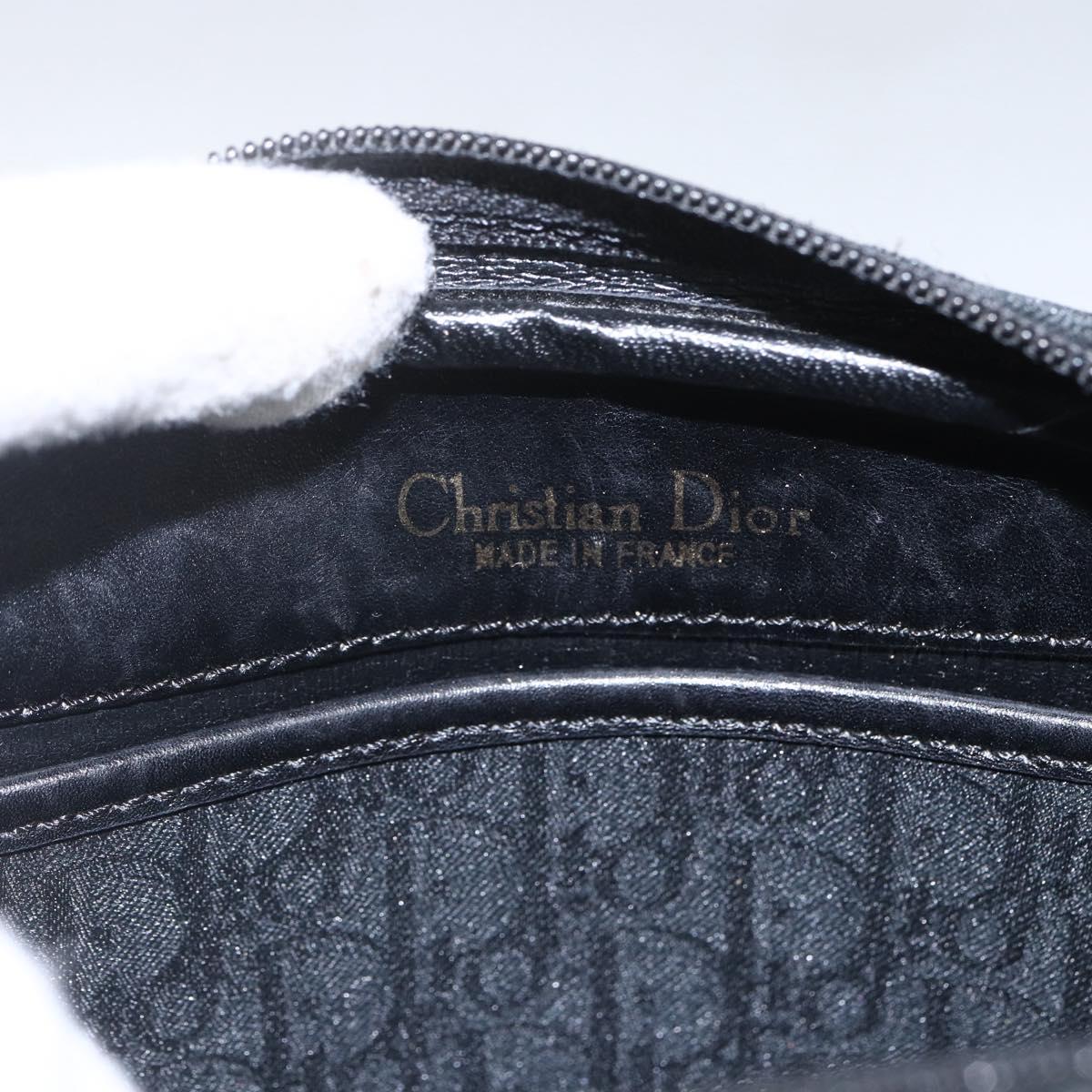 Christian Dior Trotter Canvas Shoulder Bag Black Gold Auth BA9335