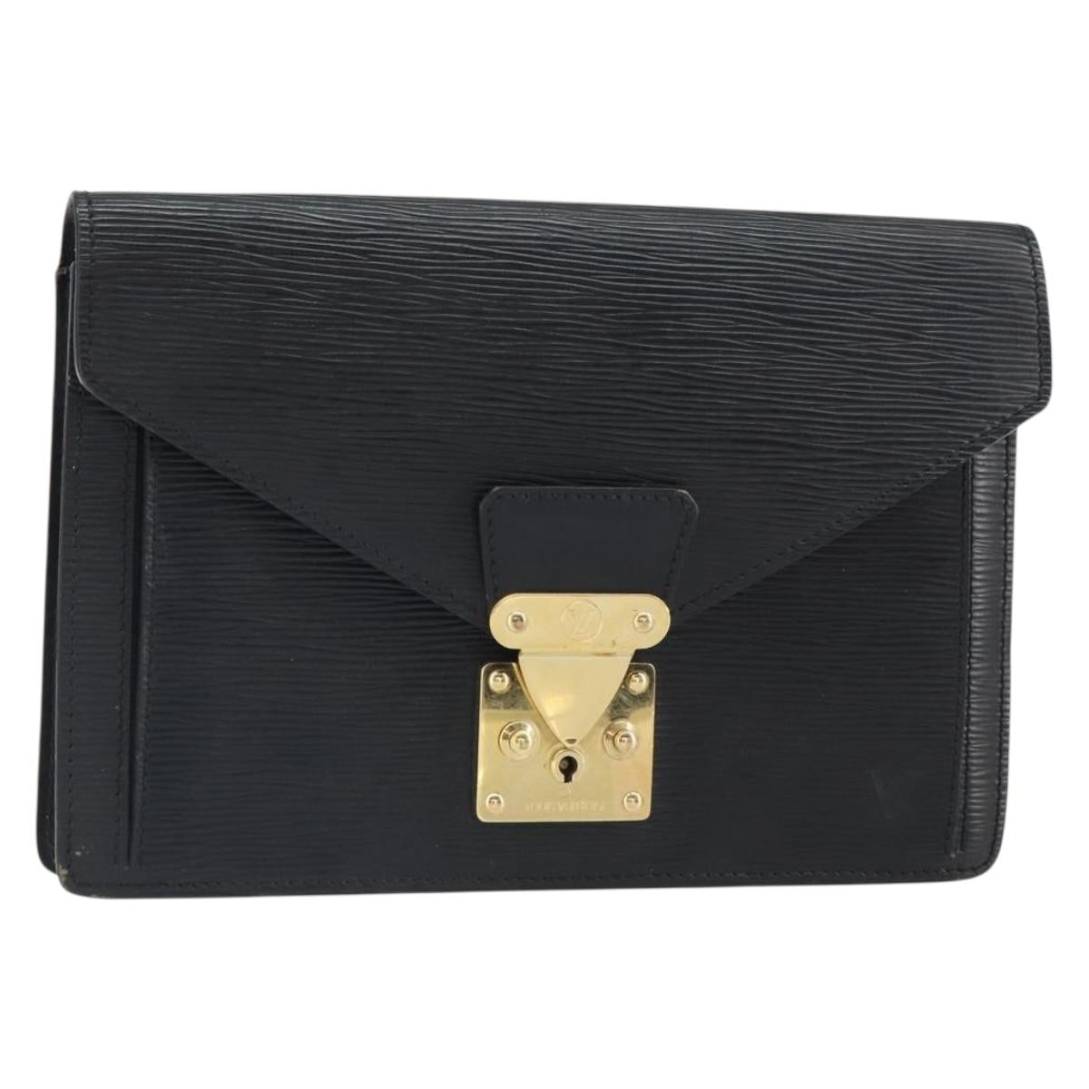 LOUIS VUITTON Epi Serie Dragonne Clutch Bag Black Noir M52612 LV Auth BA9336