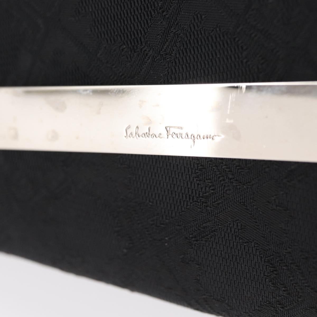Salvatore Ferragamo Shoulder Bag Canvas Black Silver Auth BA9340