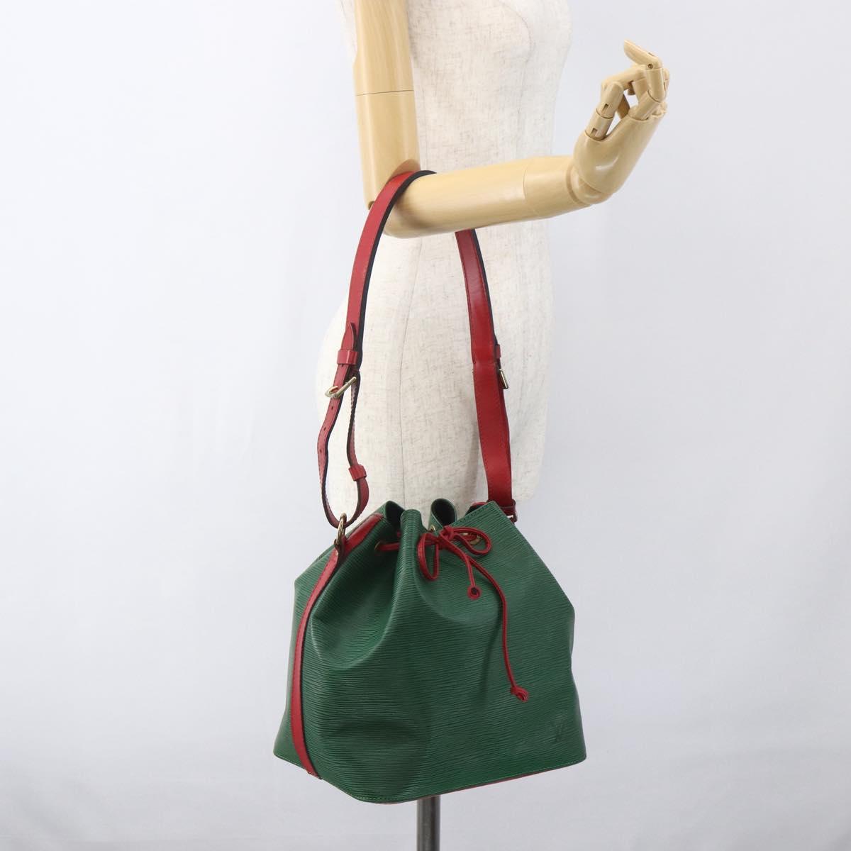 LOUIS VUITTON Epi Petit Noe Shoulder Bag Bicolor Green Red M44147 LV Auth BA9341