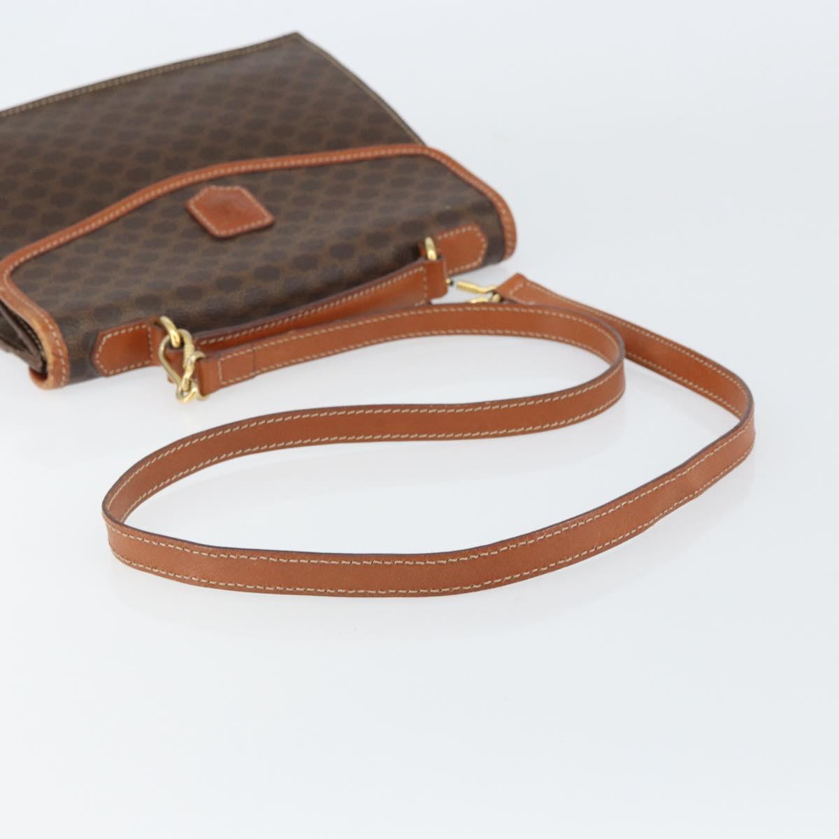 CELINE Macadam Canvas Hand Bag PVC Leather 2way Brown Gold Auth BA9343