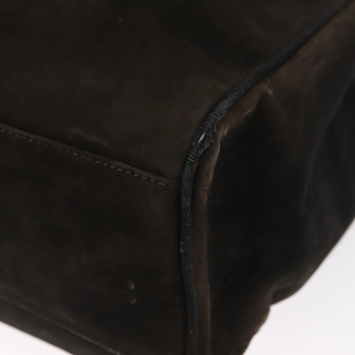 Salvatore Ferragamo Tote Bag Suede Black Gold Auth BA9344