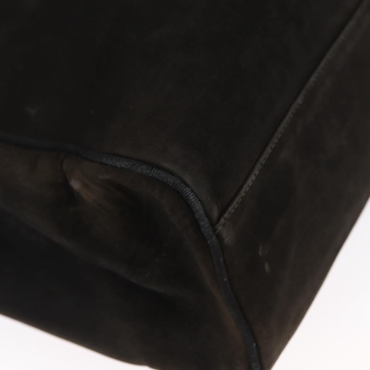 Salvatore Ferragamo Tote Bag Suede Black Gold Auth BA9344