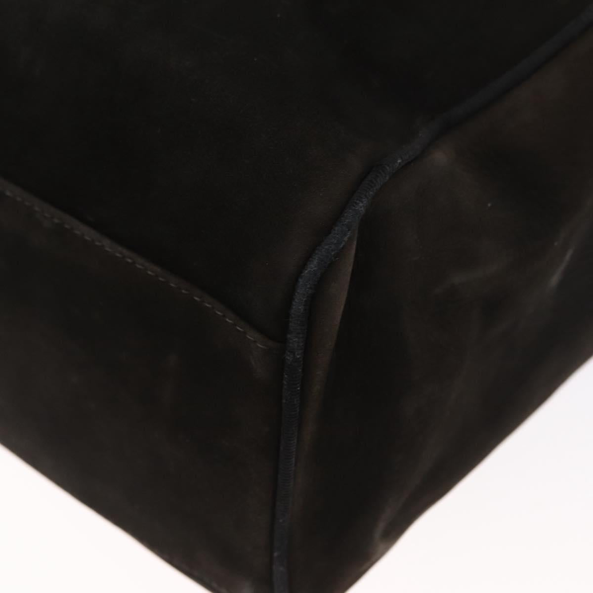 Salvatore Ferragamo Tote Bag Suede Black Gold Auth BA9344