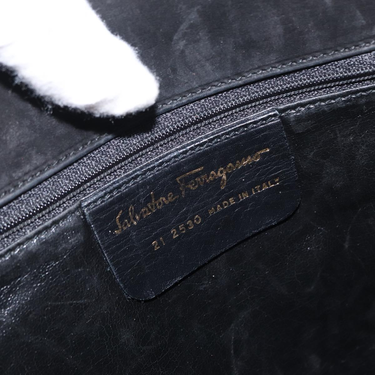 Salvatore Ferragamo Tote Bag Suede Black Gold Auth BA9344