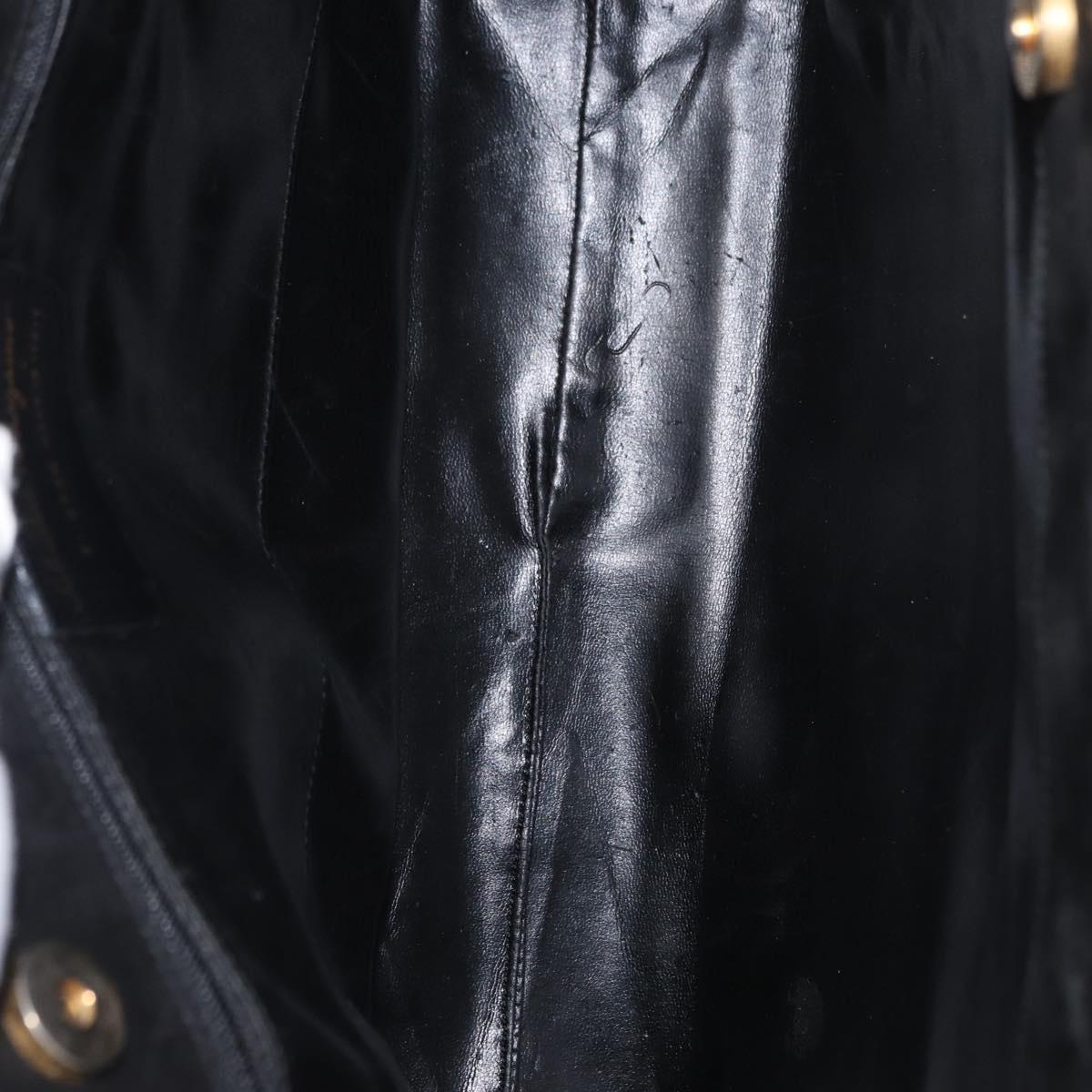 Salvatore Ferragamo Tote Bag Suede Black Gold Auth BA9344