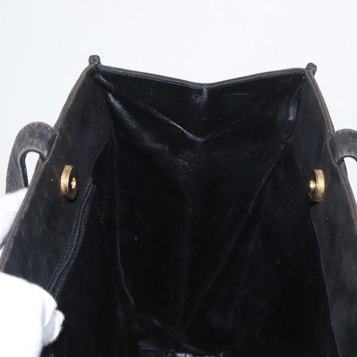 Salvatore Ferragamo Tote Bag Suede Black Gold Auth BA9344