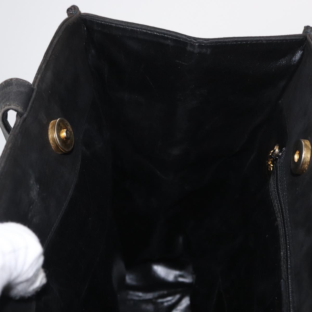 Salvatore Ferragamo Tote Bag Suede Black Gold Auth BA9344