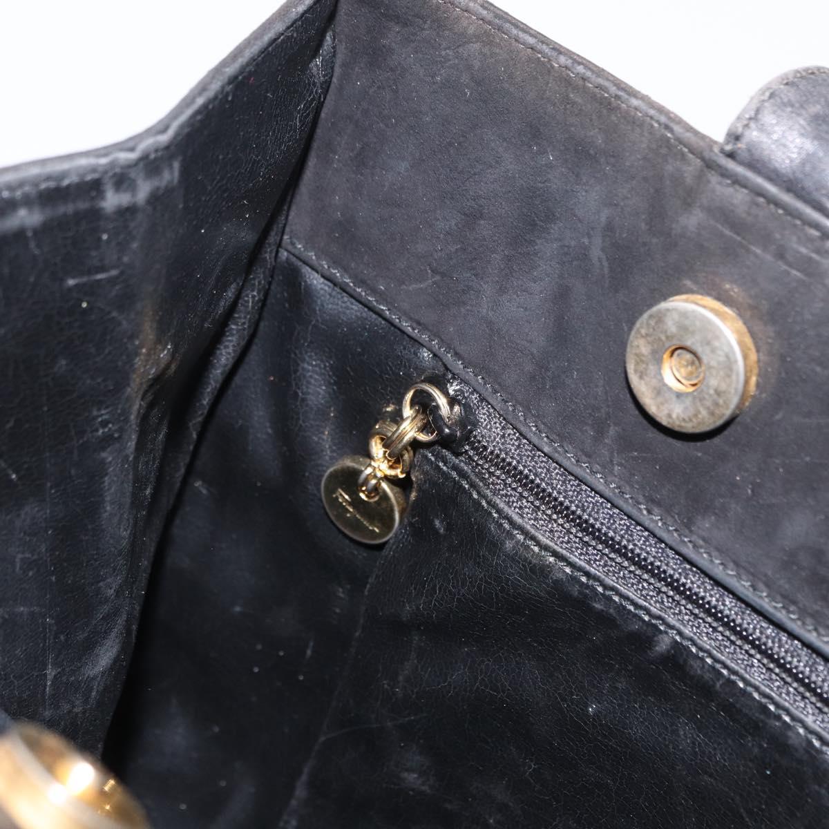 Salvatore Ferragamo Tote Bag Suede Black Gold Auth BA9344