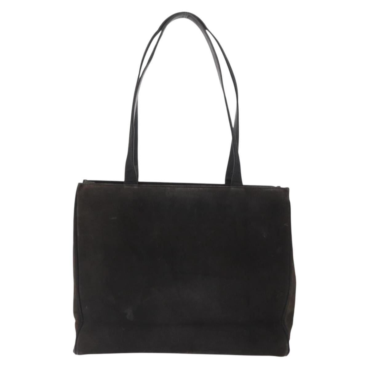 Salvatore Ferragamo Tote Bag Suede Black Gold Auth BA9344