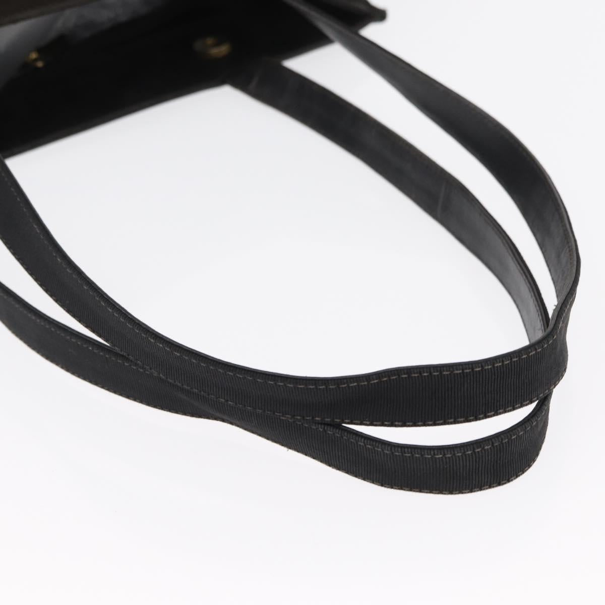 Salvatore Ferragamo Tote Bag Suede Black Gold Auth BA9344