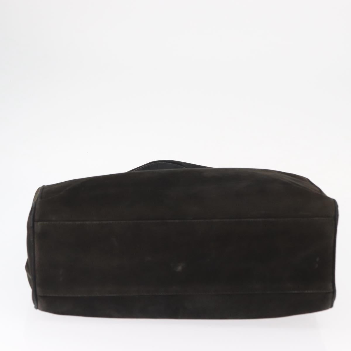 Salvatore Ferragamo Tote Bag Suede Black Gold Auth BA9344