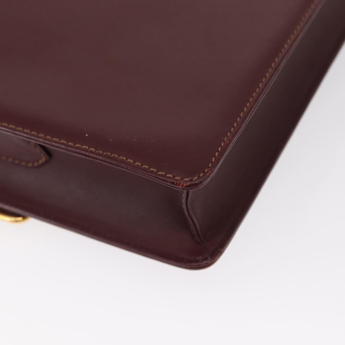 CARTIER Must Line Shoulder Bag Leather Bordeaux Gold Auth BA9345