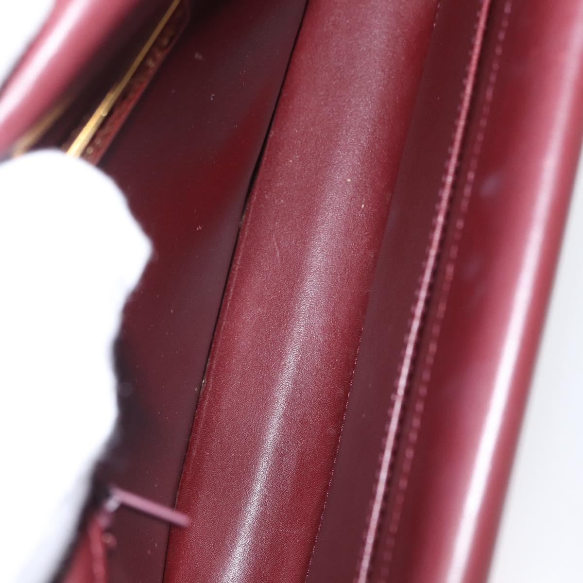CARTIER Must Line Shoulder Bag Leather Bordeaux Gold Auth BA9345