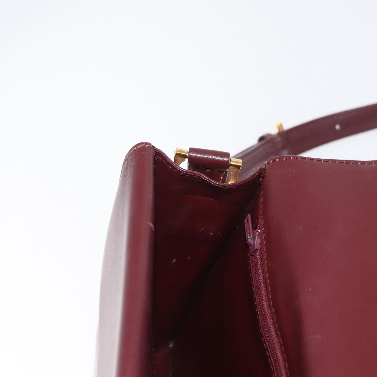 CARTIER Must Line Shoulder Bag Leather Bordeaux Gold Auth BA9345