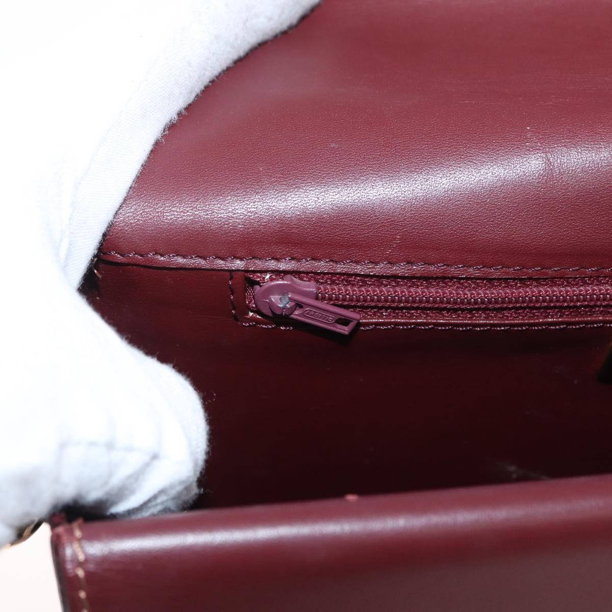 CARTIER Must Line Shoulder Bag Leather Bordeaux Gold Auth BA9345