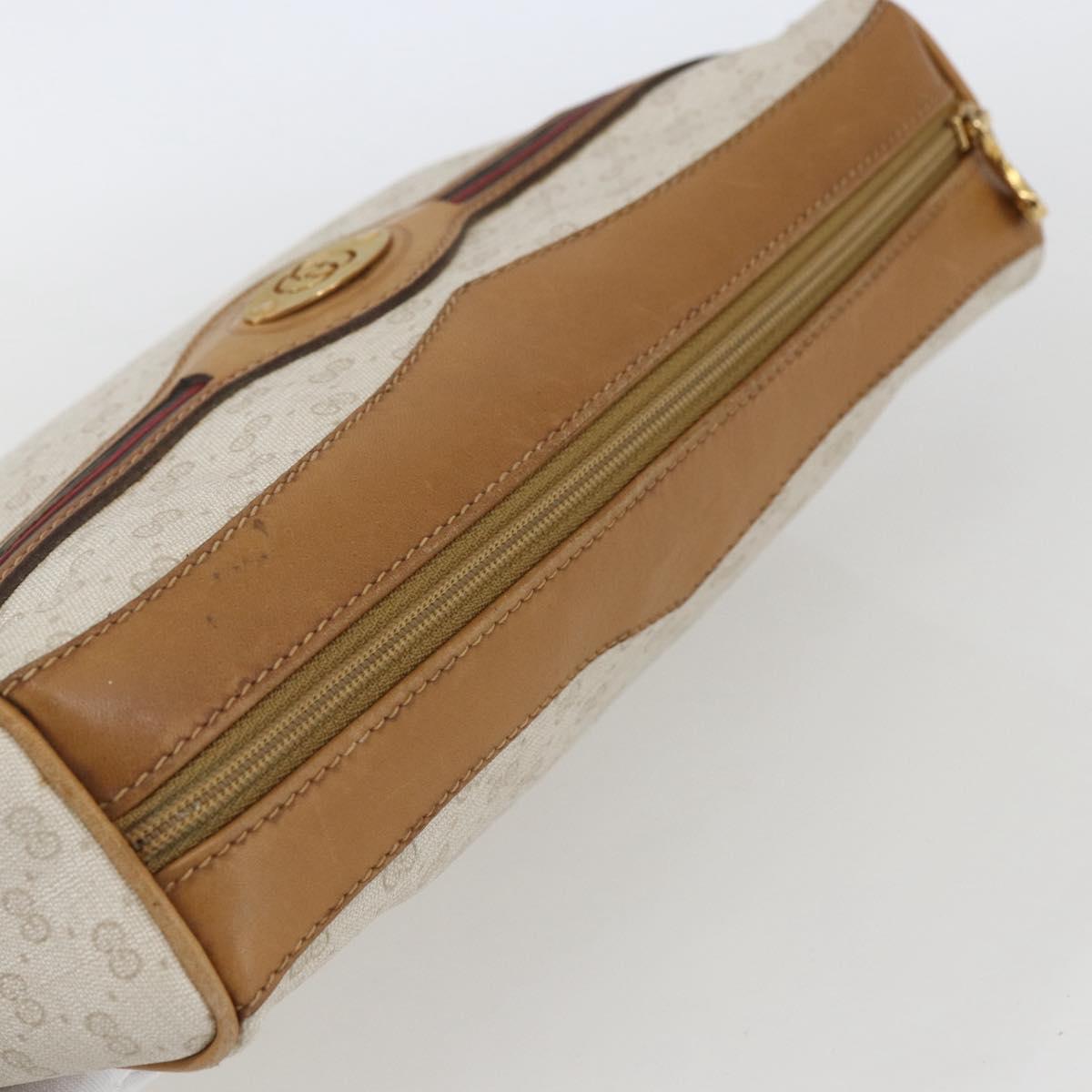 GUCCI Micro GG Canvas Web Sherry Line Clutch Bag White 014 904 0018 Auth BA9347