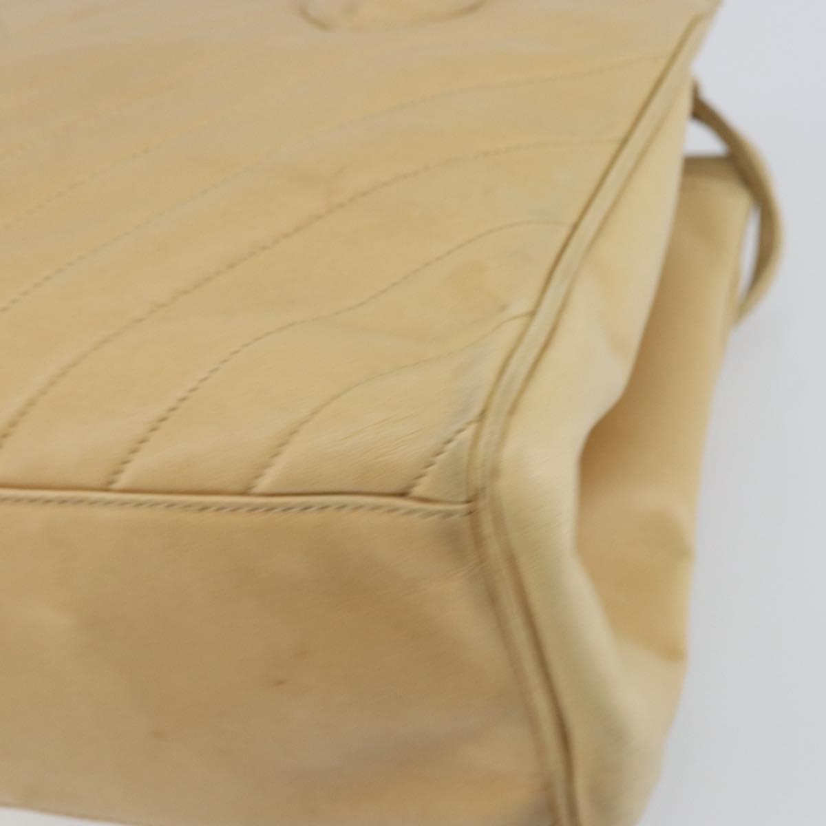 CHANEL V Stitch Hand Bag Leather Beige Gold CC Auth BA9348