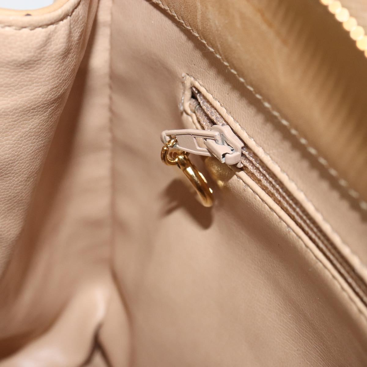 CHANEL V Stitch Hand Bag Leather Beige Gold CC Auth BA9348