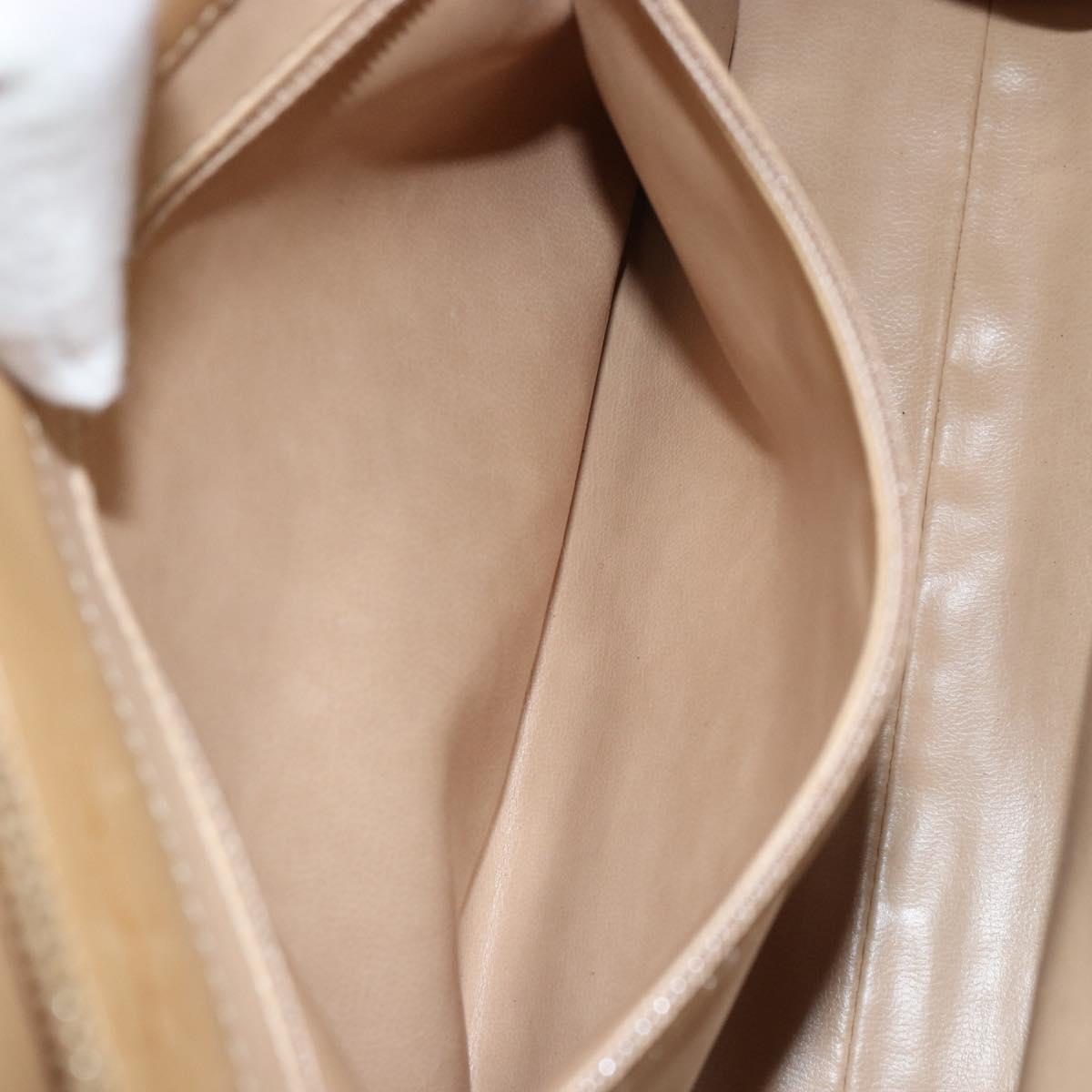CHANEL V Stitch Hand Bag Leather Beige Gold CC Auth BA9348