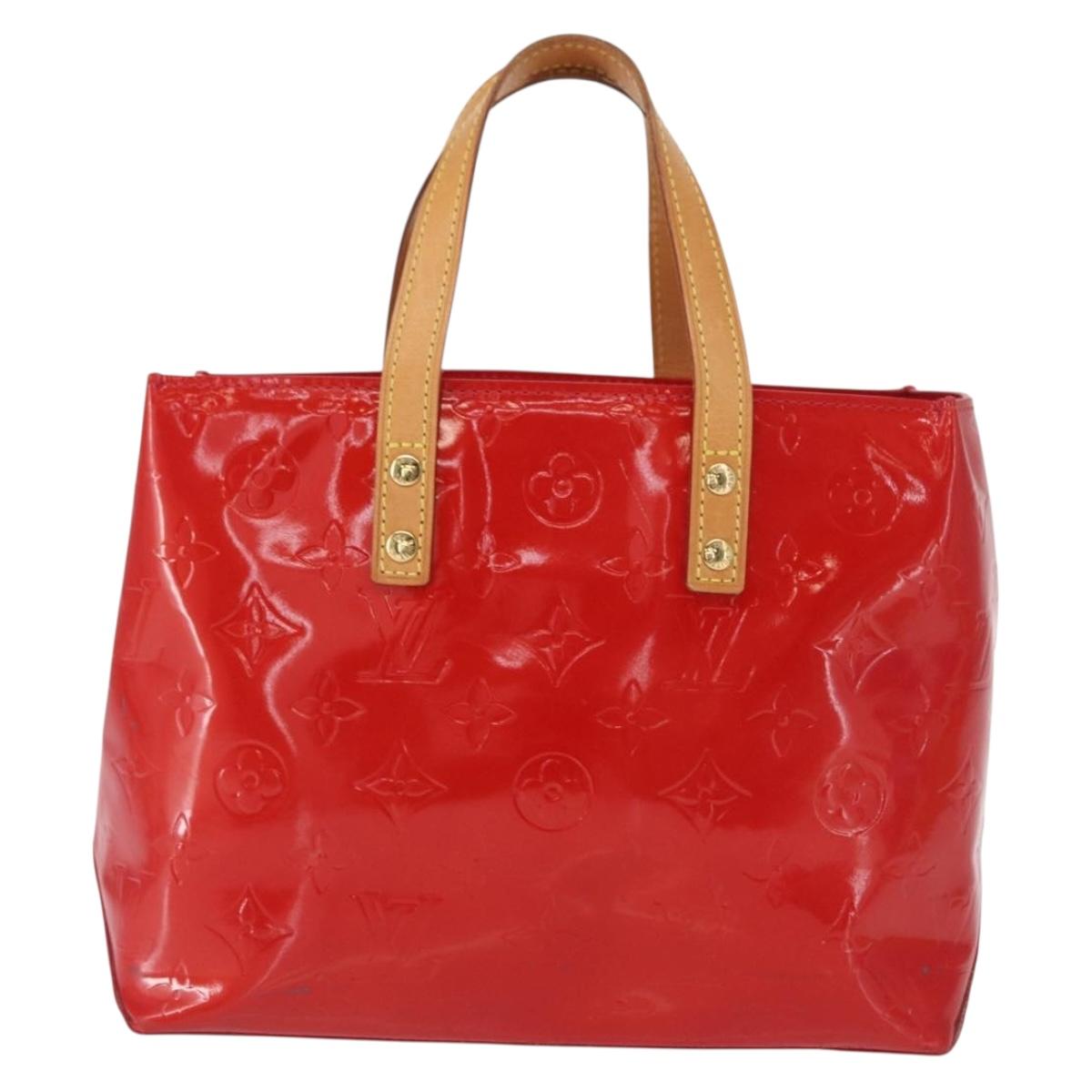 LOUIS VUITTON Monogram Vernis Reade PM Hand Bag Red Rouge M91088 LV Auth BA9357