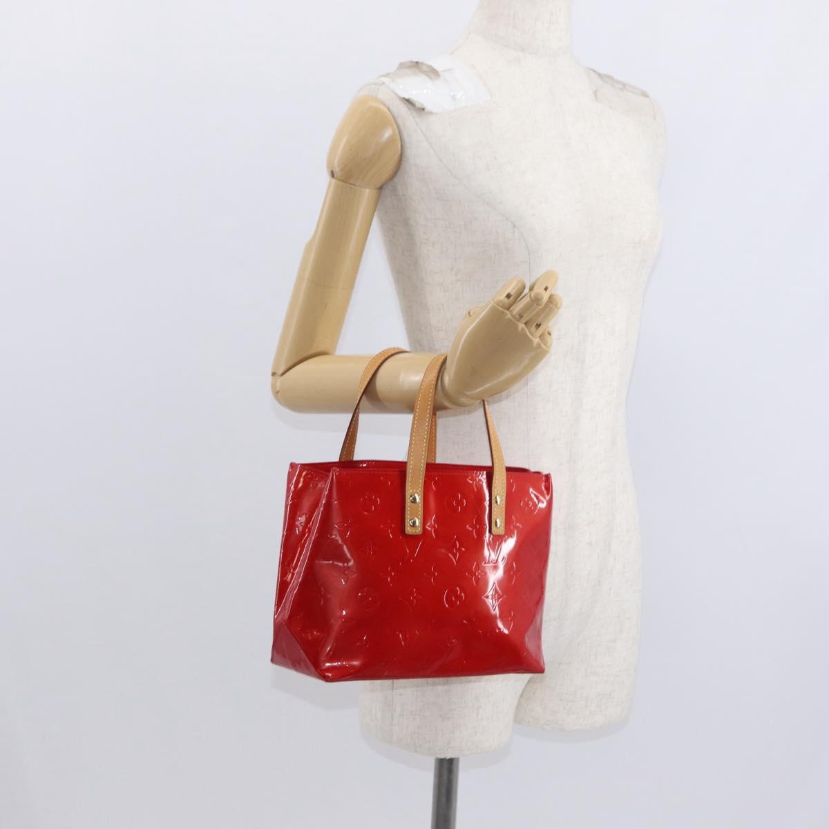 LOUIS VUITTON Monogram Vernis Reade PM Hand Bag Red Rouge M91088 LV Auth BA9357