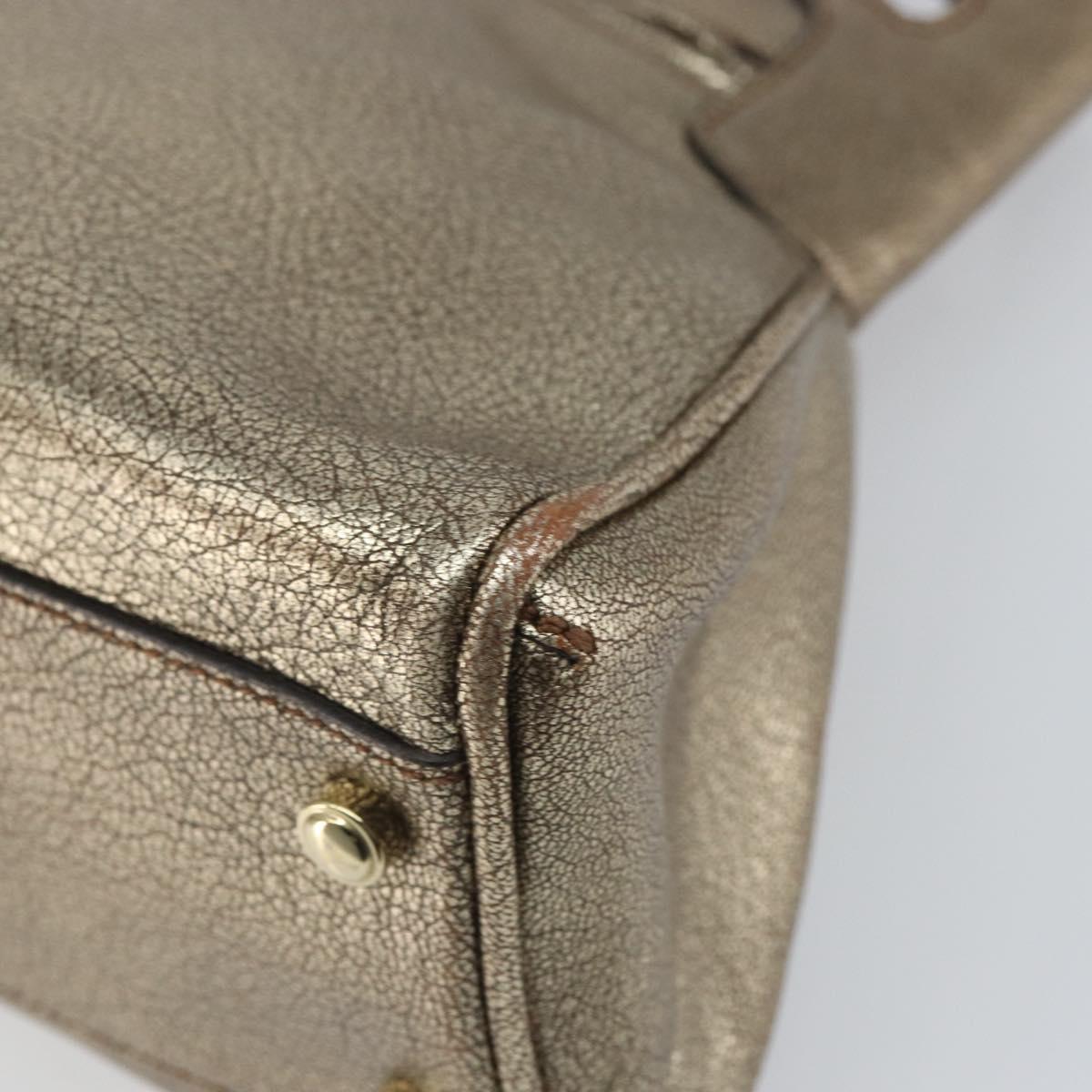 CARTIER Marcello Hand Bag Leather Gold Tone Auth BA9358