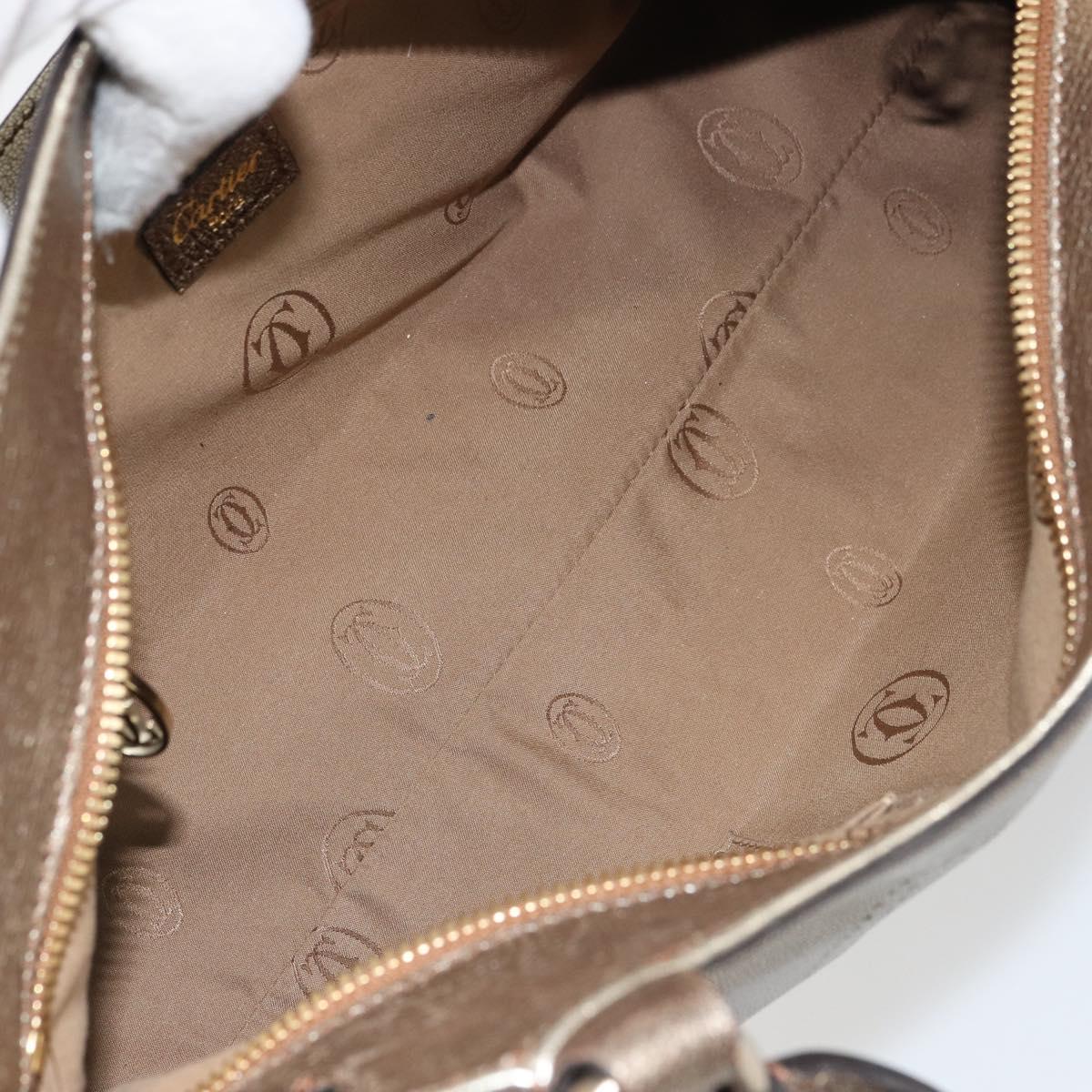 CARTIER Marcello Hand Bag Leather Gold Tone Auth BA9358