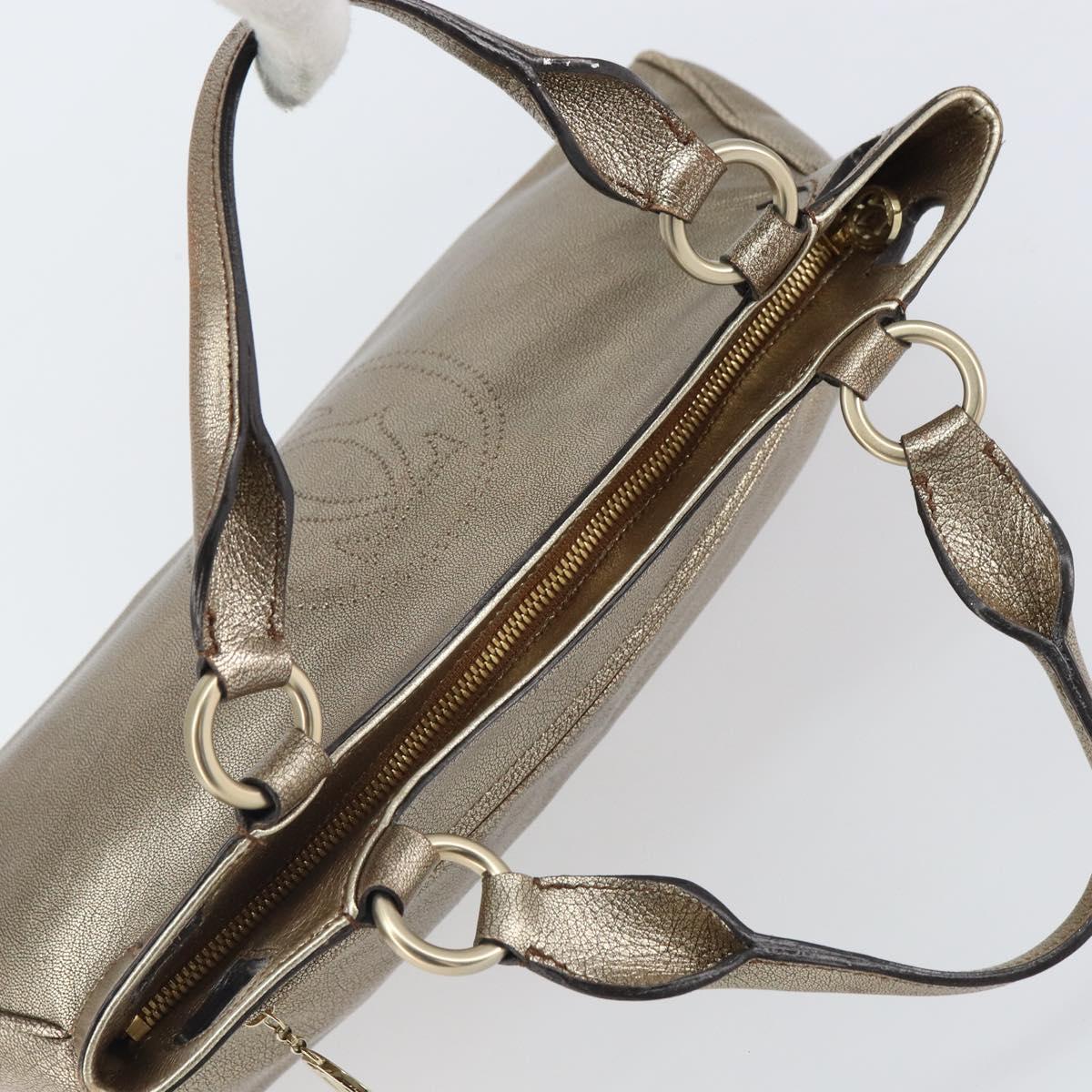 CARTIER Marcello Hand Bag Leather Gold Tone Auth BA9358