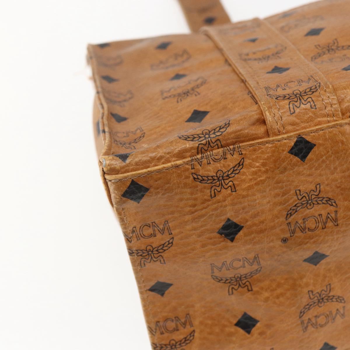 MCM Logogram Vicetos Tote Bag PVC Brown Gold Auth BA9359