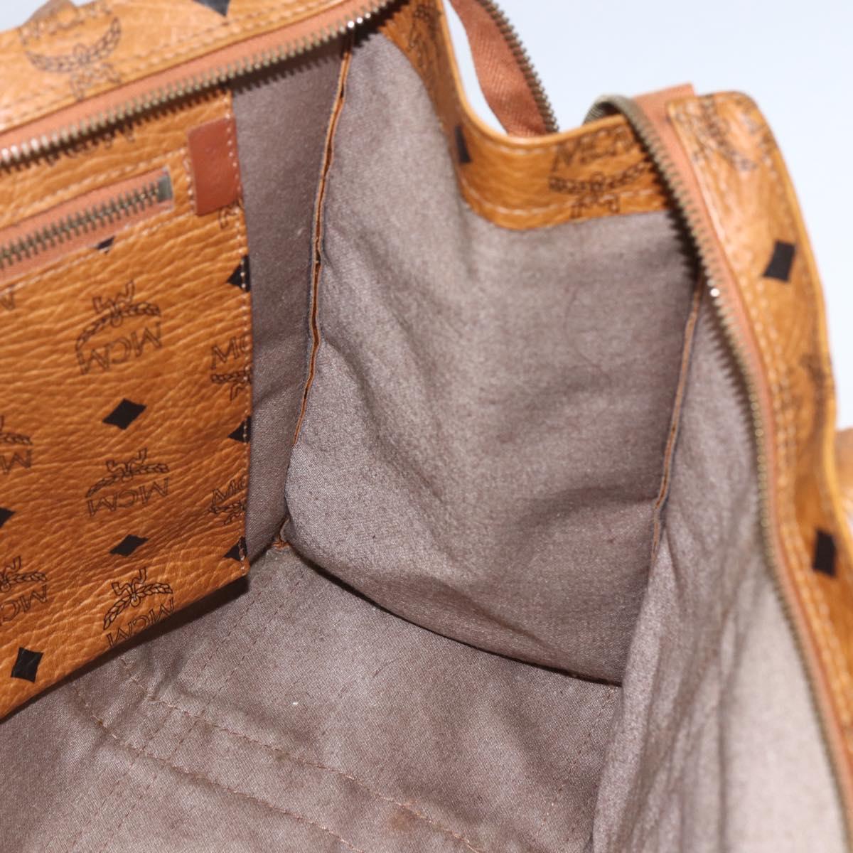 MCM Logogram Vicetos Tote Bag PVC Brown Gold Auth BA9359